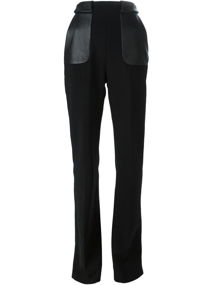 David Koma Contrasting Pocket Flared Trousers, Women's, Size: 12, Black, Lamb Skin/spandex/elastane/acetate/wool
