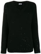 Brunello Cucinelli V-neck Sequin-embellished Jumper - Black