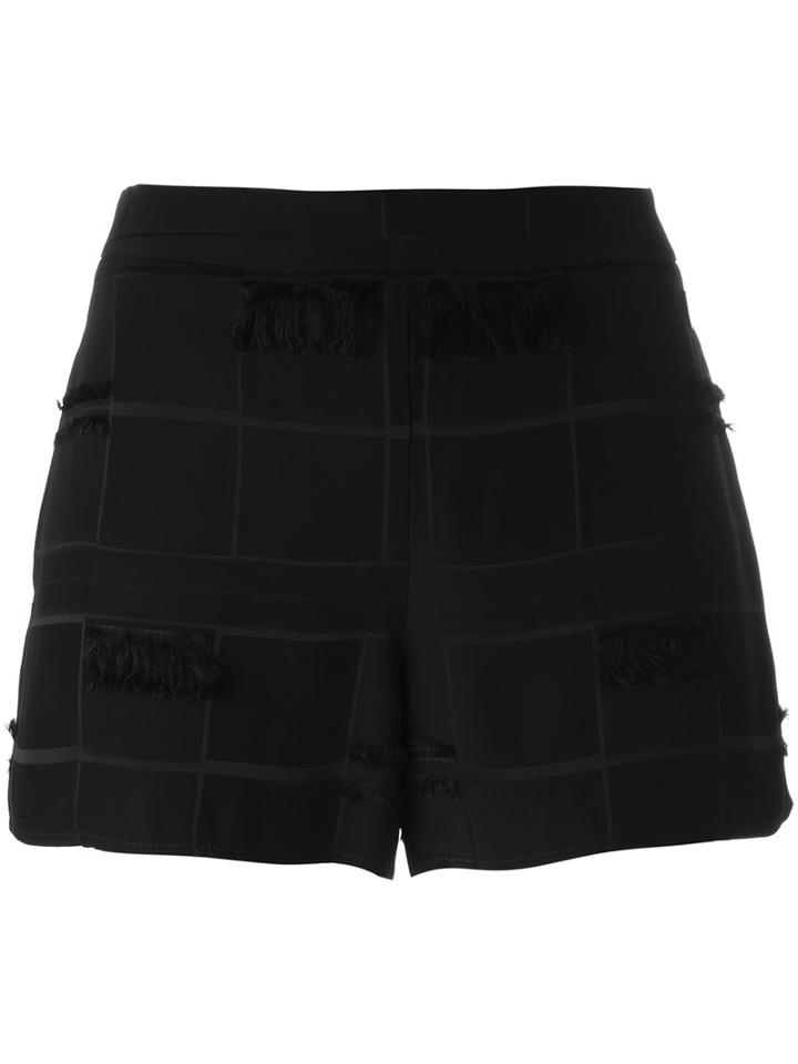 Versace Jeans Frayed Trim Shorts, Women's, Size: 42, Black, Polyester/acetate/viscose