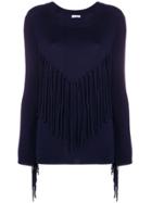 P.a.r.o.s.h. Fringed Round Neck Jumper - Blue