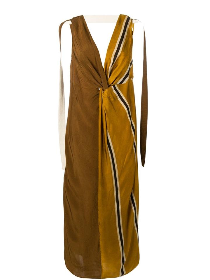 Uma Wang Front Knot Satin Dress - Neutrals