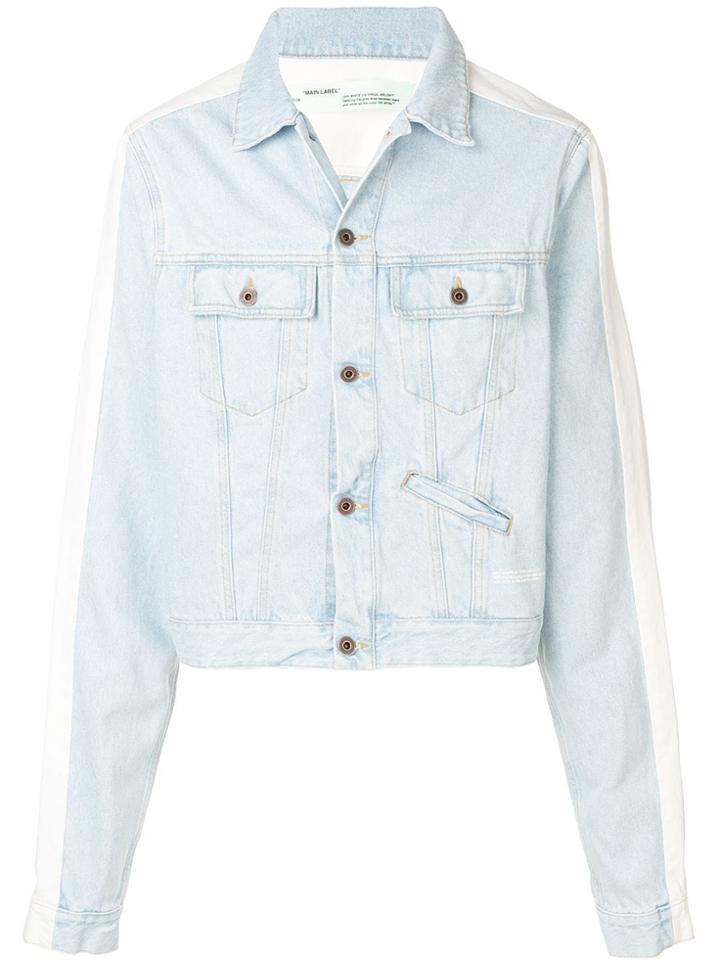 Off-white Contrast Panel Denim Jacket - Blue