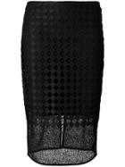 Dvf Diane Von Furstenberg Sheer Embroidered Pencil Skirt - Black
