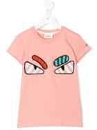 Fendi Kids - Angry Eyes Embroidered T-shirt - Kids - Cotton - 10 Yrs, Pink/purple