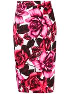 Prada Rose Print Pencil Skirt - Pink