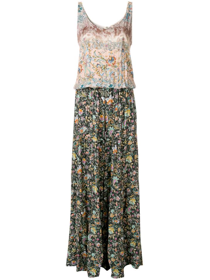 Black Coral Two Tone Floral Jumpsuit - Multicolour