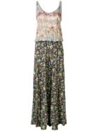 Black Coral Two Tone Floral Jumpsuit - Multicolour