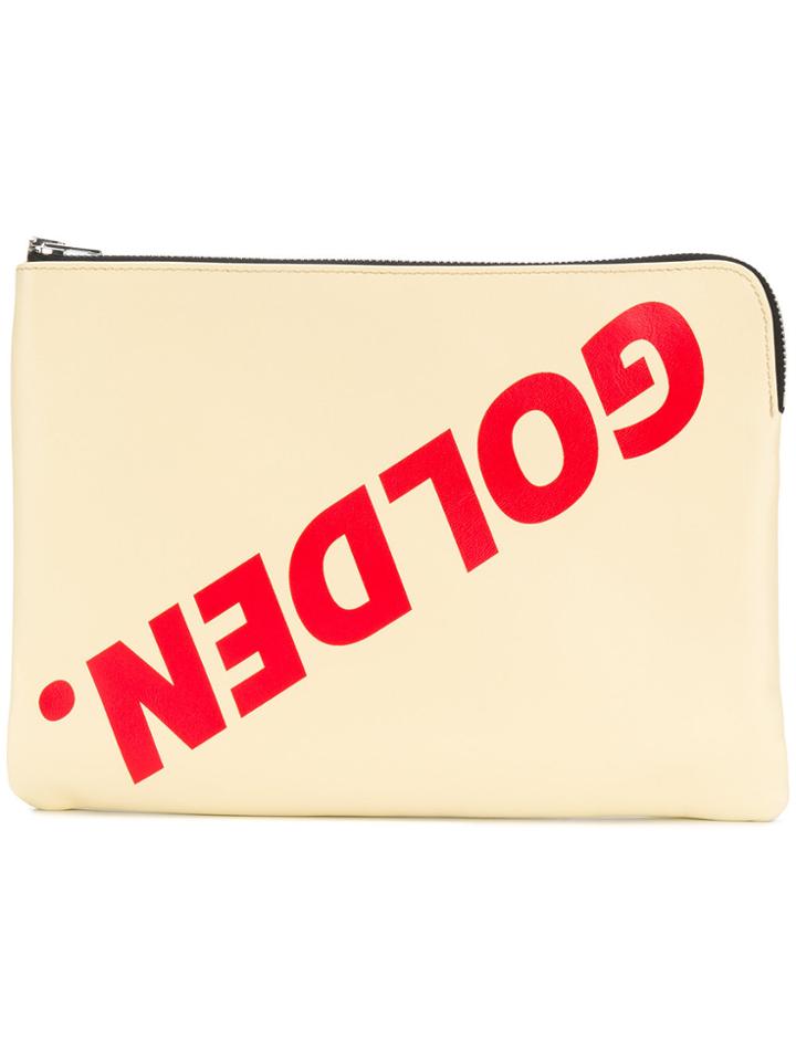 Golden Goose Deluxe Brand Logo Print Pouch - Nude & Neutrals