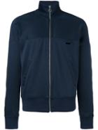Ami Alexandre Mattiussi Zipped Contrast Band Track Jacket, Men's, Size: Large, Blue, Cotton/polyester