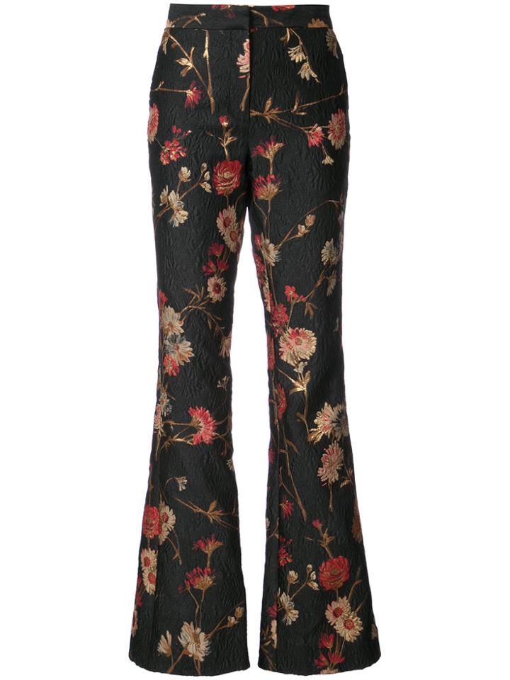Prabal Gurung Floral Bootcut Trousers - Black