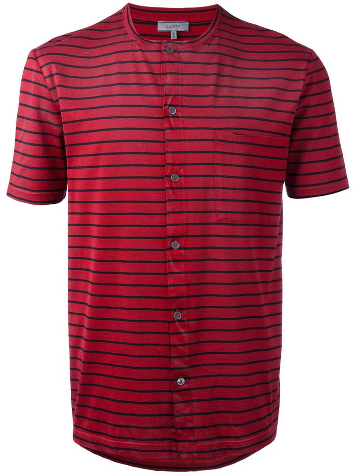 Lanvin - Striped Button-down T-shirt - Men - Cotton - L, Red, Cotton