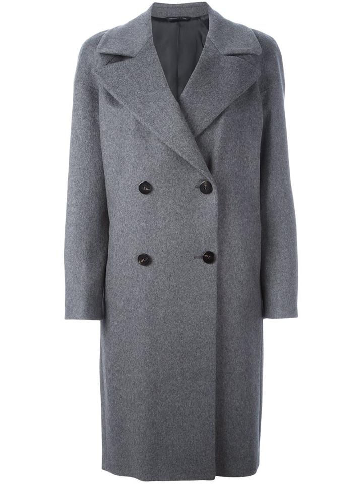 Tonello Double-breasted Coat, Women's, Size: 42, Grey, Acetate/viscose/cashmere/wool