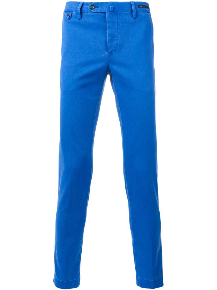 Pt01 Plain Chinos, Men's, Size: 46, Blue, Cotton/spandex/elastane