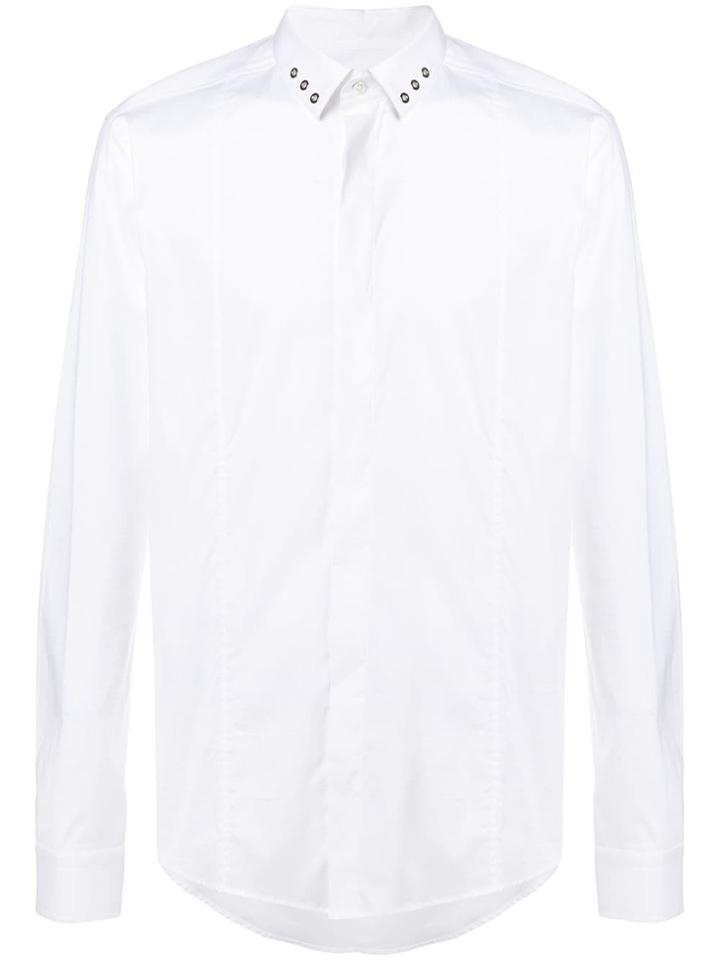Les Hommes Collar Eyelet Slim-fit Shirt - White