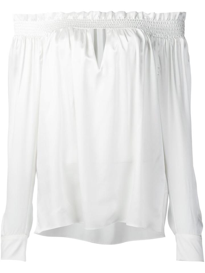 Alexandre Vauthier Off Shoulder Ruffled Blouse, Women's, Size: 36, White, Silk