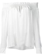 Alexandre Vauthier Off Shoulder Ruffled Blouse, Women's, Size: 36, White, Silk
