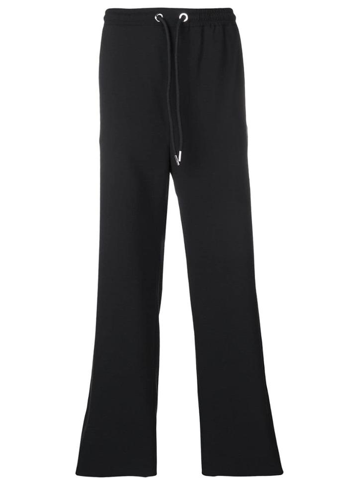 Les Hommes Contrast Band Track Pants - Black