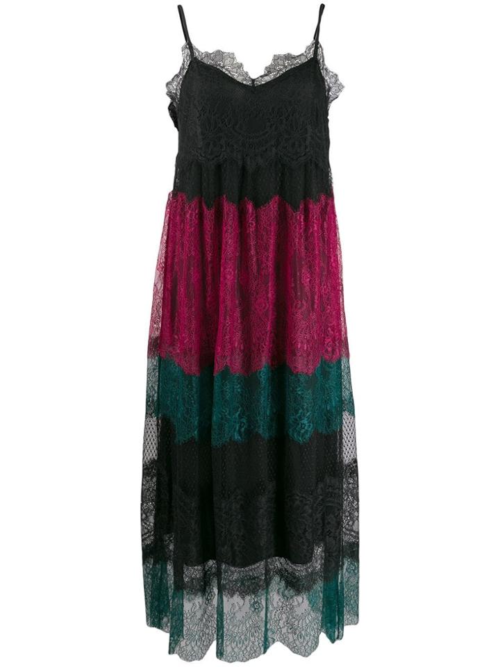Twin-set Colour Block Lace Dress - Black