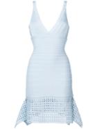 Hervé Léger - Laser Cut Details Dress - Women - Nylon/spandex/elastane/rayon - S, Blue, Nylon/spandex/elastane/rayon