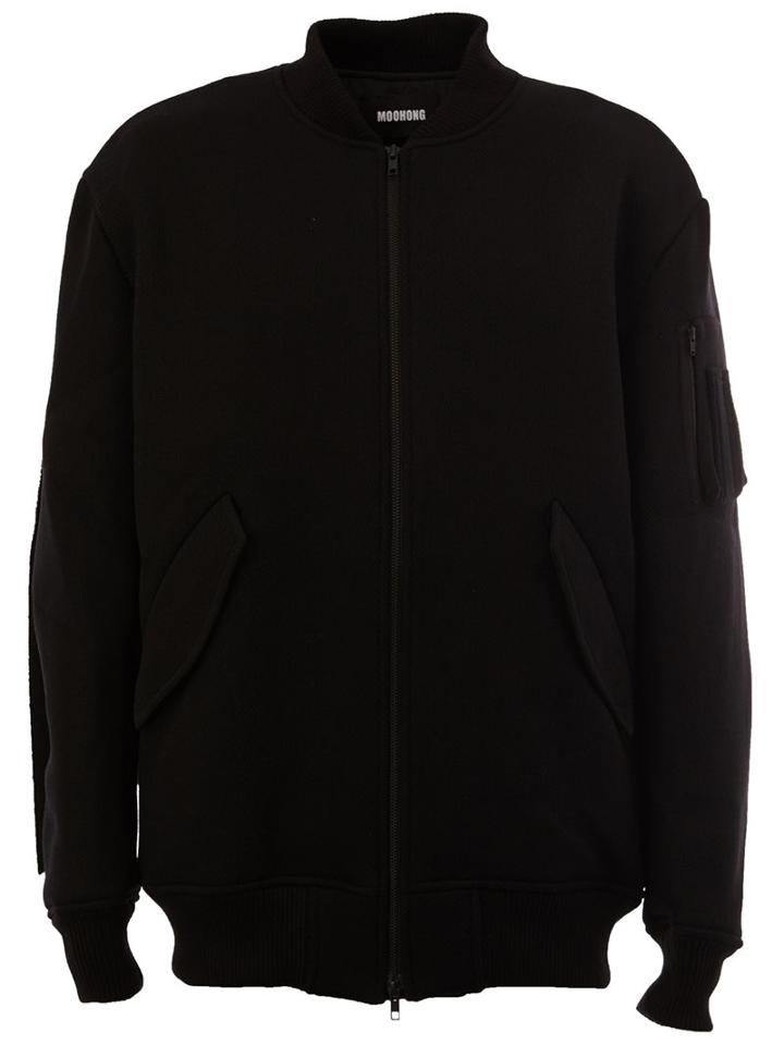 Moohong Draped Bomber Jacket, Men's, Size: 50, Black, Wool