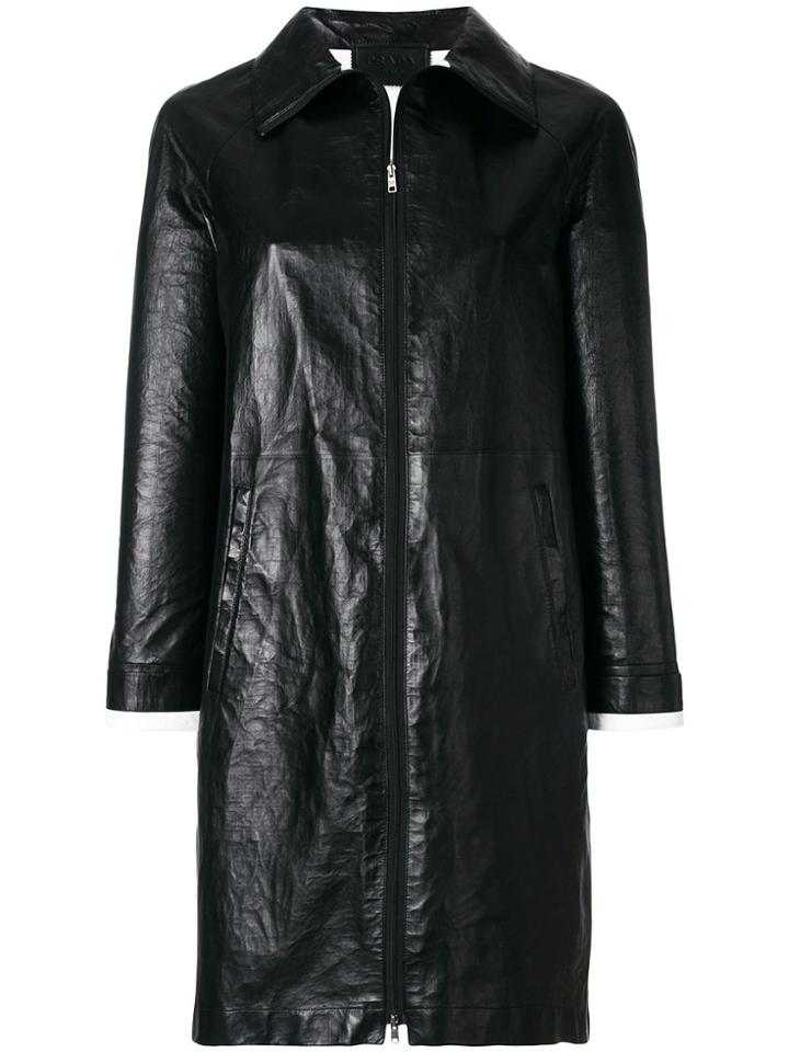 Prada Midi Zipped Coat - Black