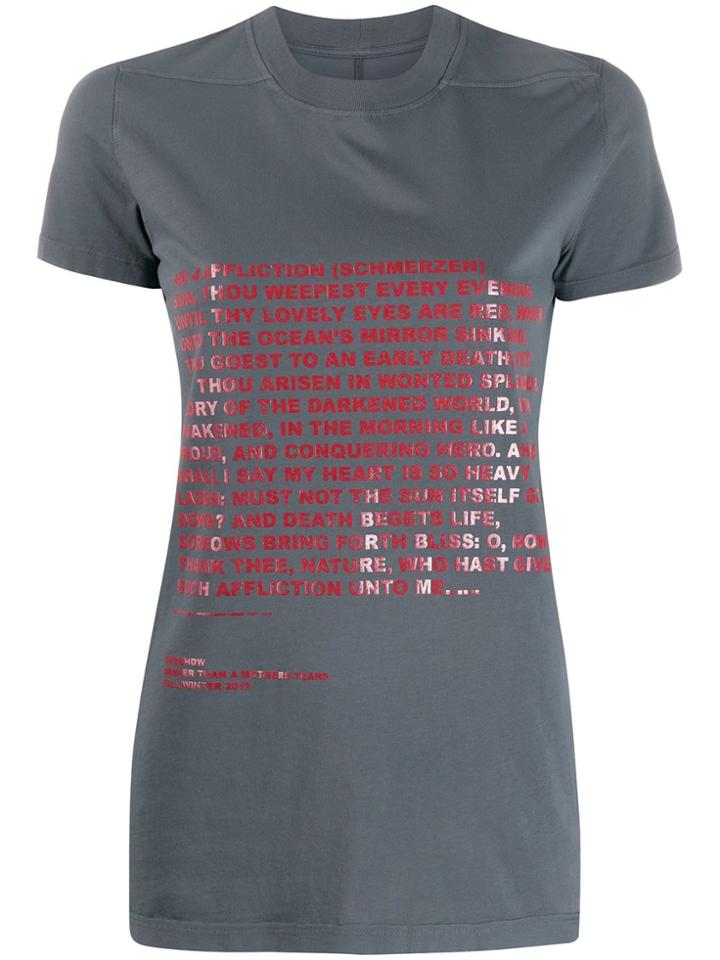 Rick Owens Drkshdw Poem Print T-shirt - Grey