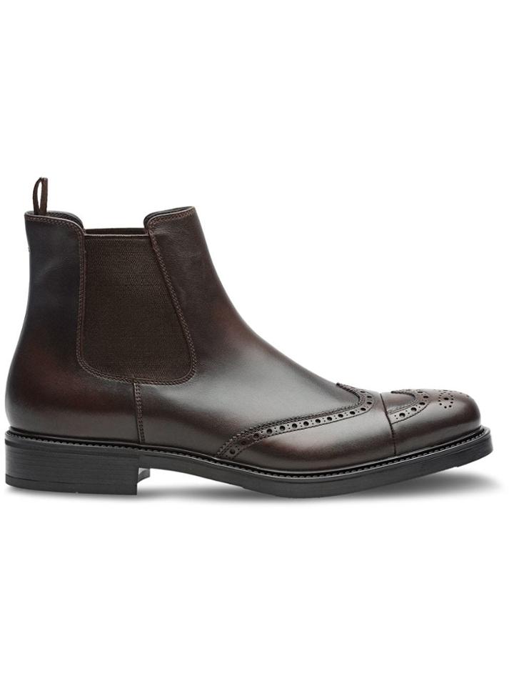 Prada Antiqued-effect Boots - Brown