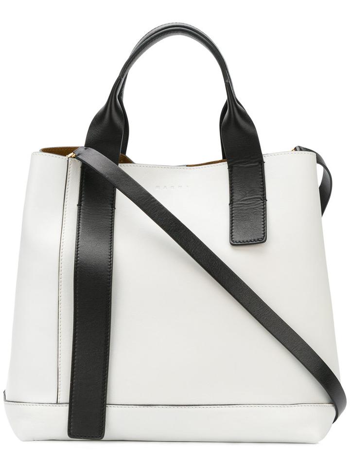 Marni - Monochrome Tote Bag - Women - Calf Leather - One Size, White, Calf Leather