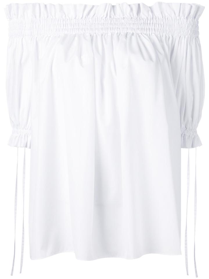 Alexander Mcqueen Off-the-shoulder Smocked Blouse - White