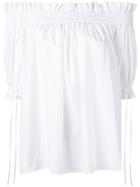 Alexander Mcqueen Off-the-shoulder Smocked Blouse - White
