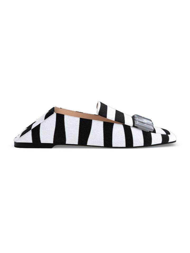 Sergio Rossi Jewelled Striped Loafers - Black