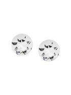 Saint Laurent Smoking Stud Earrings - White