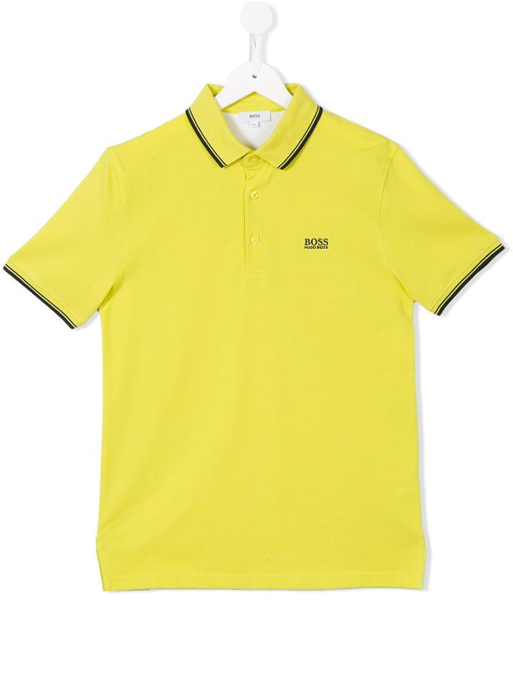 Boss Kids Striped Trim Polo Shirt, Boy's, Size: 16 Yrs, Green