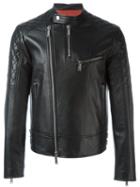 Dsquared2 Quilt Sleeved Leather Jacket, Men's, Size: 52, Black, Cotton/lamb Skin/polyester