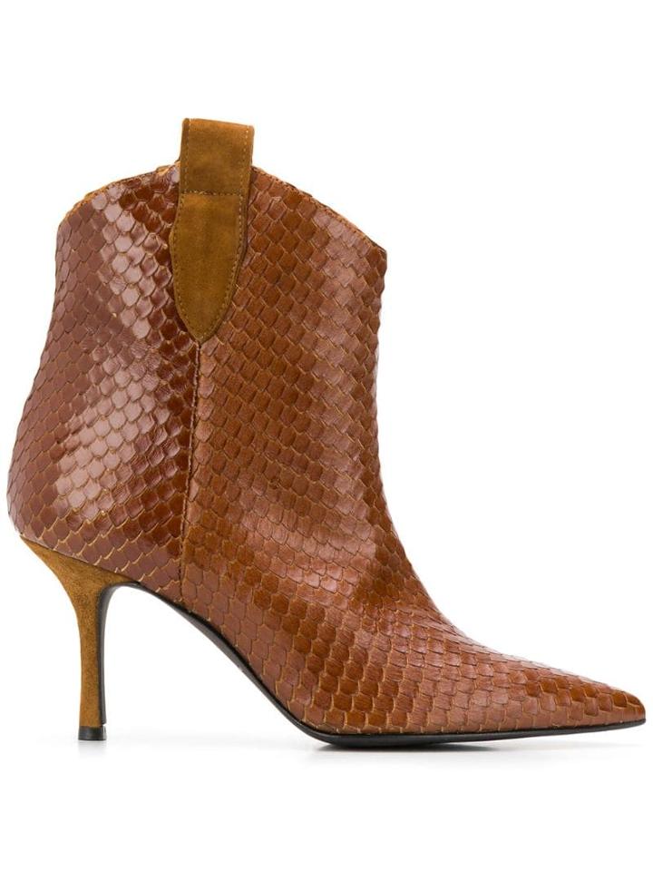 Marc Ellis Textured Ankle Boots - Brown