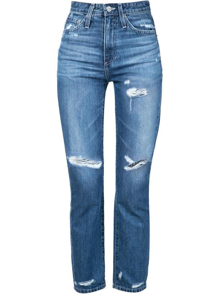 Ag Jeans Distressed Cropped Jeans, Women's, Size: 24, Blue, Cotton