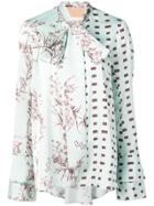 Ssheena Pussy Bow Printed Blouse - Green