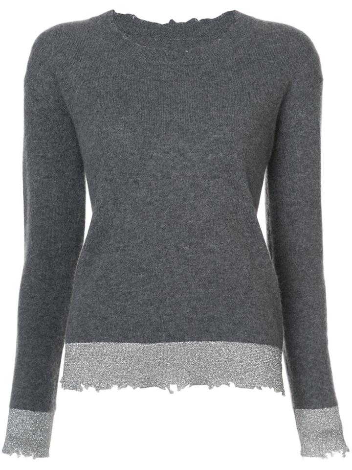 Rta Charlotte Metallic Trim Sweater - Grey