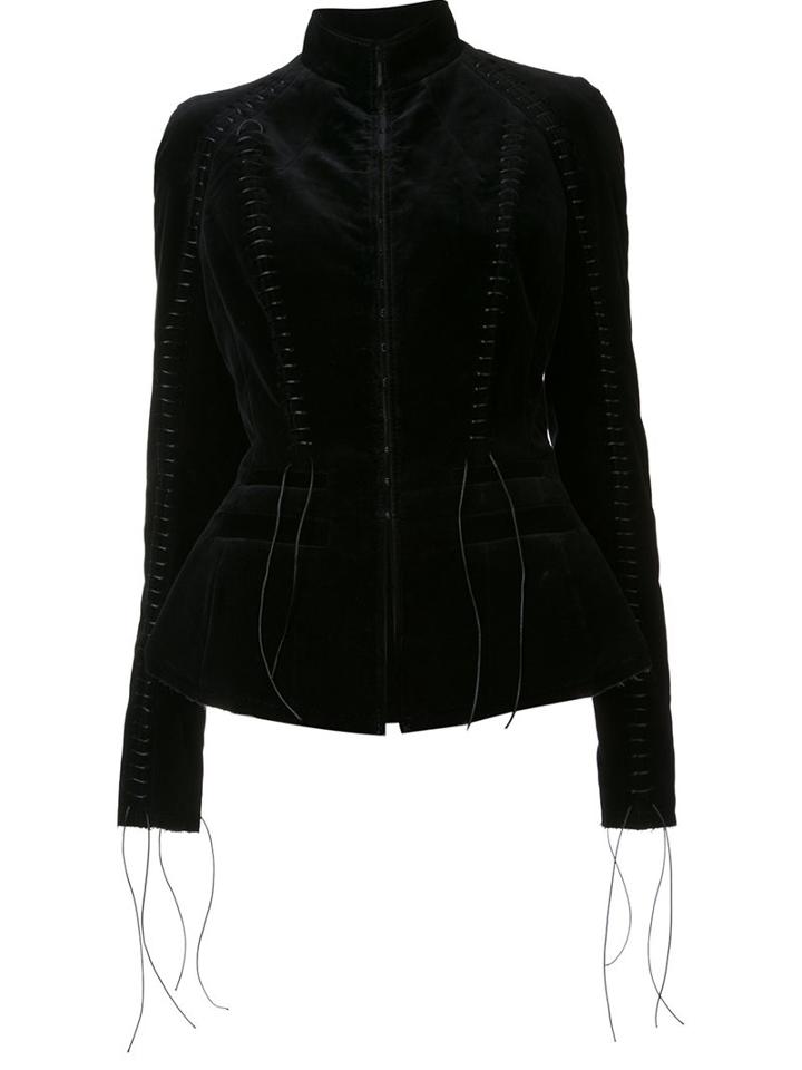 Haider Ackermann Laced Fitted Jacket, Women's, Size: 40, Black, Cotton/spandex/elastane/acetate