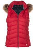 Barbour Furry Hood Padded Gilet - Red