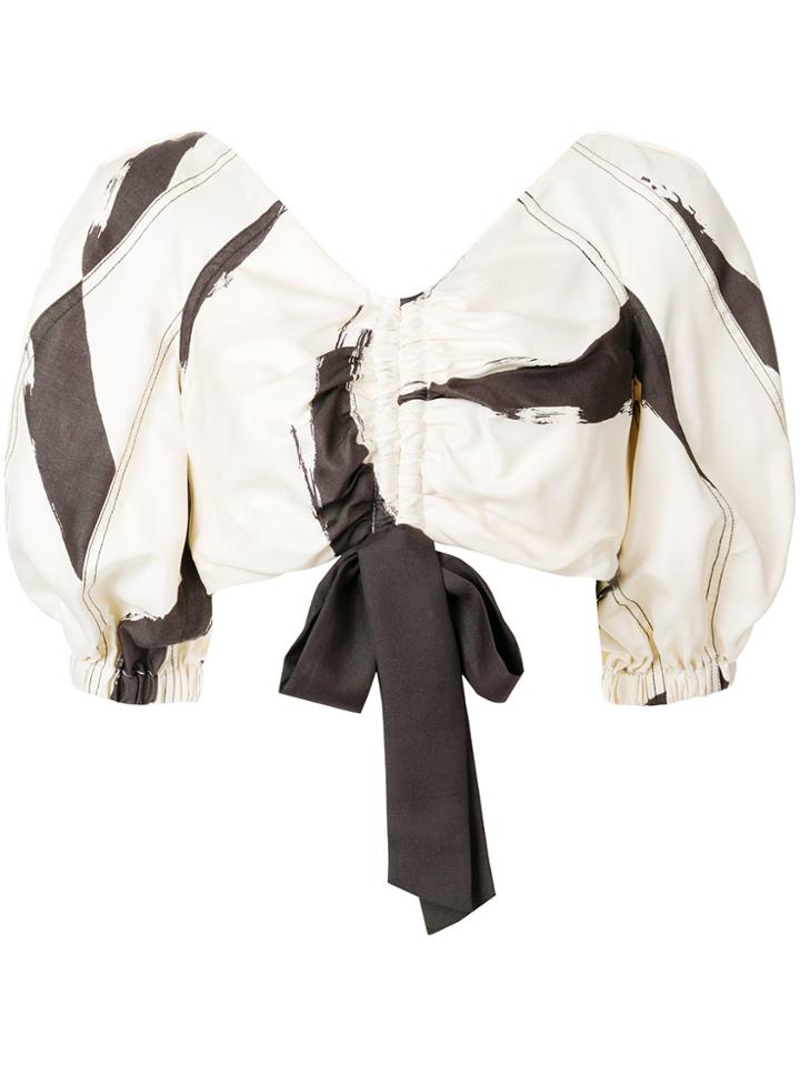 Zimmermann Puff Sleeve Cropped Top - Nude & Neutrals