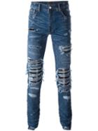 Amiri Distressed Slim Fit Jeans, Men's, Size: 30, Blue, Cotton/spandex/elastane/tencel