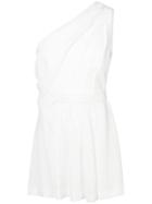 Saint Laurent One Shoulder Pleated Dress - White