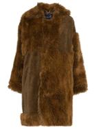 Martine Rose Logo Tab Faux Fur Cotton Blend Coat - Brown