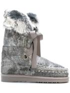 Mou Bow Detail Moon Boots - Grey