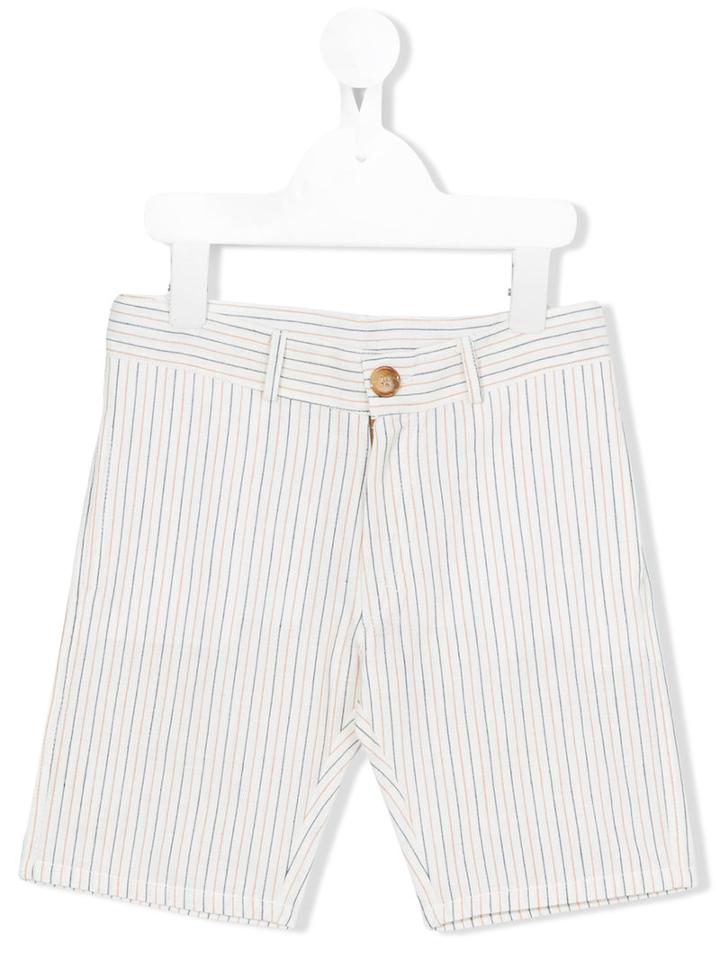 Violeta E Federico - Striped Shorts - Kids - Cotton - 4 Yrs, Yellow/orange
