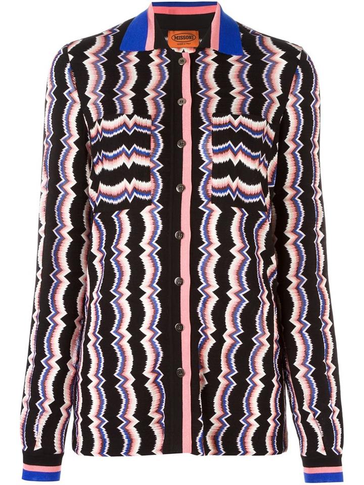Missoni Zig-zag Knit Shirt, Women's, Size: 42, Viscose/wool