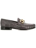 Salvatore Ferragamo Bond Croc-embossed Loafers - Grey