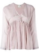 Forte Forte Gathered Tassel Blouse, Women's, Size: 0, Pink/purple, Silk/cotton