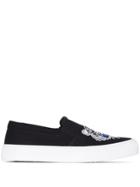 Kenzo Tiger Embroidered Motif Slip-on Sneakers - Black